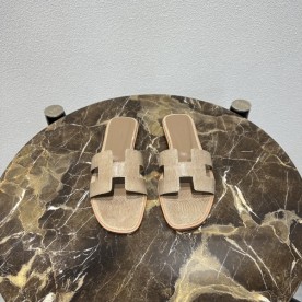 HERMES LIZARD LEATHER SLIPPERS